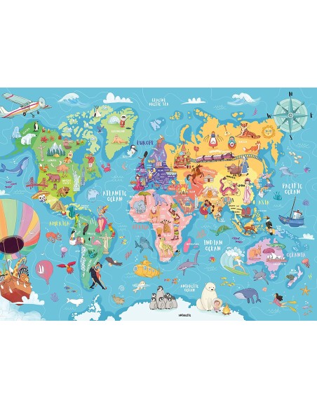 Puzzle 100 pz XXL Mappa del Mondo