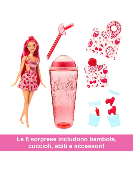 Barbie - Pop Reveal Serie Frutta, Bambola a Tema spremuta di Anguria