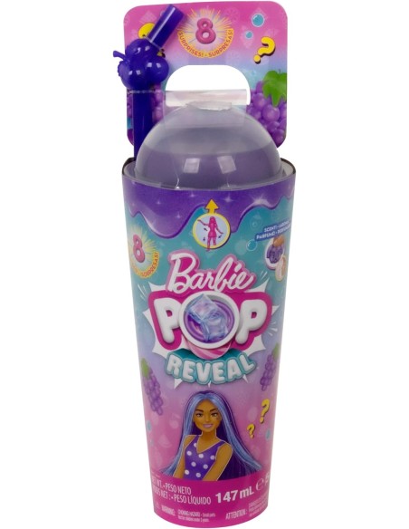 Barbie - Pop Reveal Serie Frutta, Bambola a Tema spuma D'uva