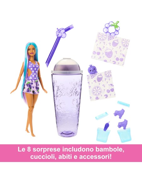 Barbie - Pop Reveal Serie Frutta, Bambola a Tema spuma D'uva