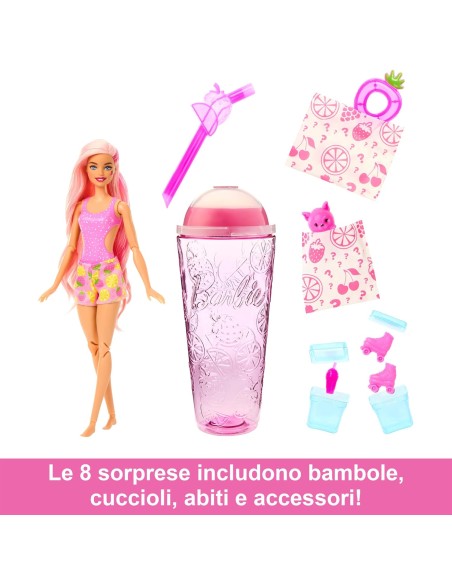 Barbie - Pop Reveal Serie Frutta, Bambola a Tema Limonata di Fragole