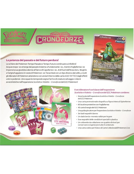 Pokemon Set Allenatore Fuoriclasse espansione Scarlatto e Violetto Fogliaferrea e Acquecrespe