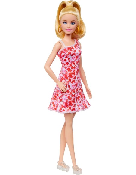 Barbie & Friends Fashionistas - Con coda bionda, abito floreale rosa e rosso