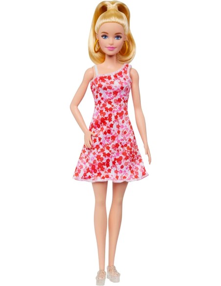 Barbie & Friends Fashionistas - Con coda bionda, abito floreale rosa e rosso