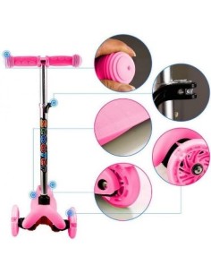 Scooter 3 ruote "speedy" rosa con ruote luminose