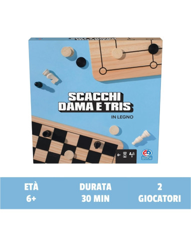 EG Classici Dama, Scacchi e Tris in Legno