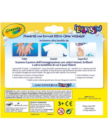 Crayola 12 Pennarelli Lavabilissimi Punta Maxi