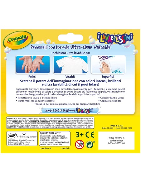 Crayola 12 Pennarelli Lavabilissimi Punta Maxi