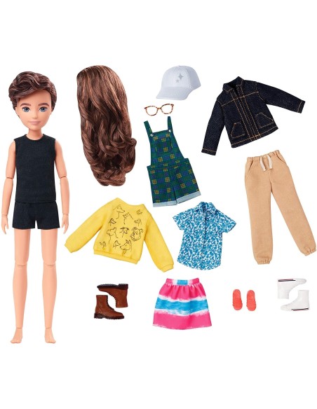 Creatable World Bambola deluxe kit capelli castani GKV46