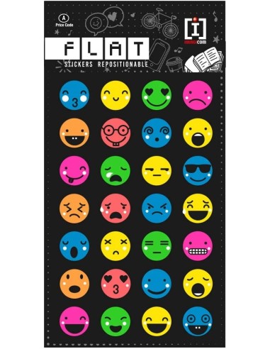 Flat Stickers Emoj in Colours-Rimovibili e Riposizionabili
