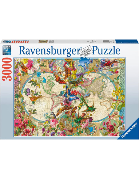 Puzzle 3000 pz Mappamondo Flora e Fauna